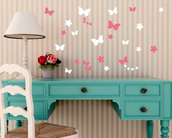 Flowers Butterflies  Wall Art Decals Flowers Butterflies  Wall Art Decals